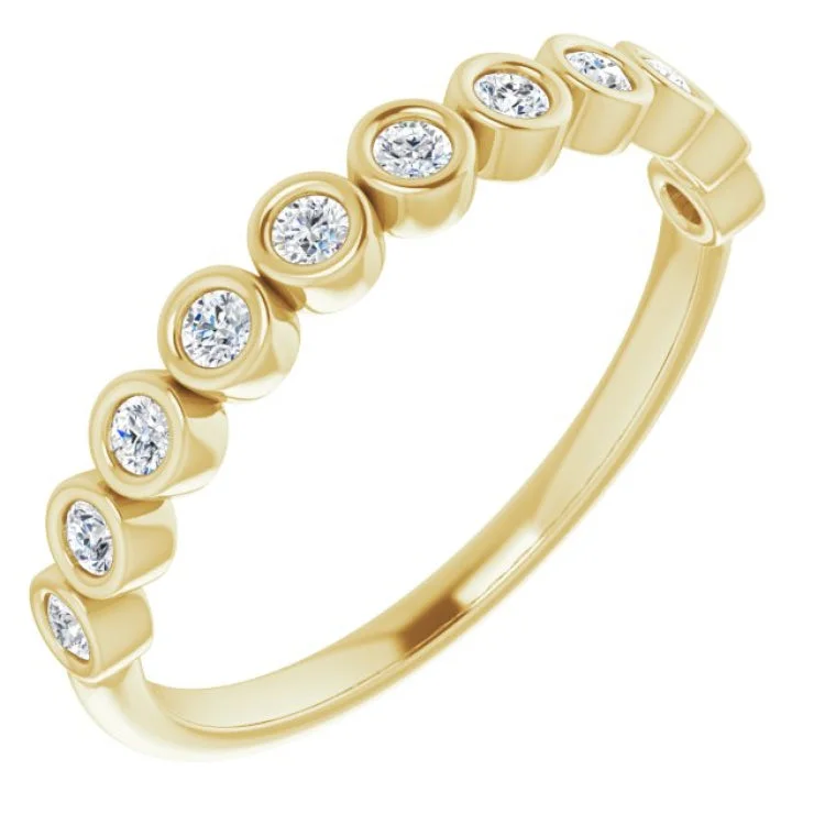 Ladies rings pearl details-14K Yellow 1/5 CTW Natural Diamond Anniversary Band