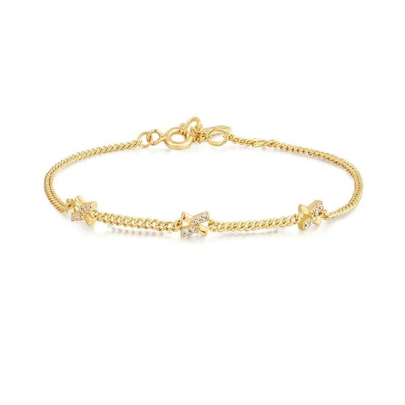 Ladies bracelets minimalist trends-Gold Cross Station Bracelet