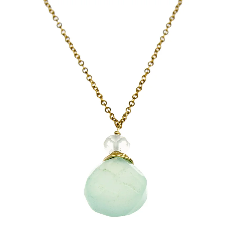 Ladies rings heart shapes-Green Chalcedony One Drop Necklace