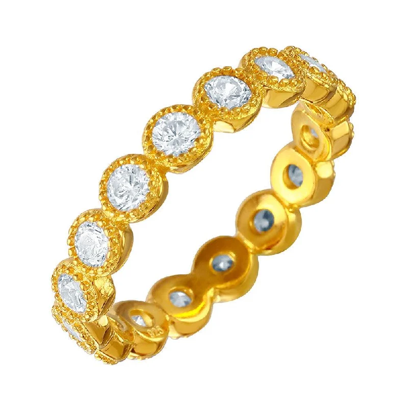 Ladies rings gold-plated-Silver 925 Gold Plated Stackable CZ Ring - GMR00064GP