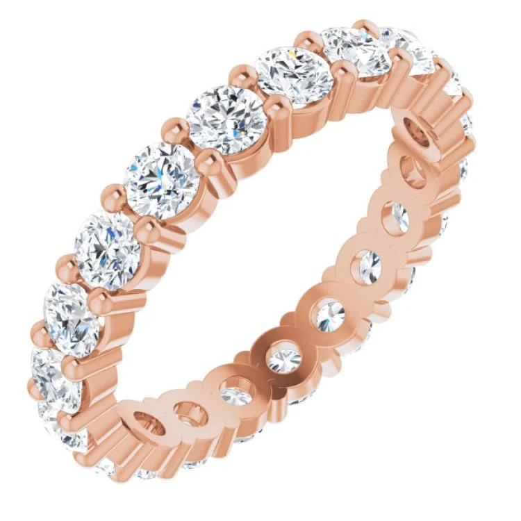 Ladies rings elegant looks-14K Rose 2 CTW Lab-Grown Diamond Eternity Band Size 6.5