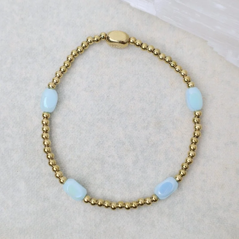 Ladies bracelets lightweight styles-Here & There Pop Of Color Bracelet in Blue Sky & Gold