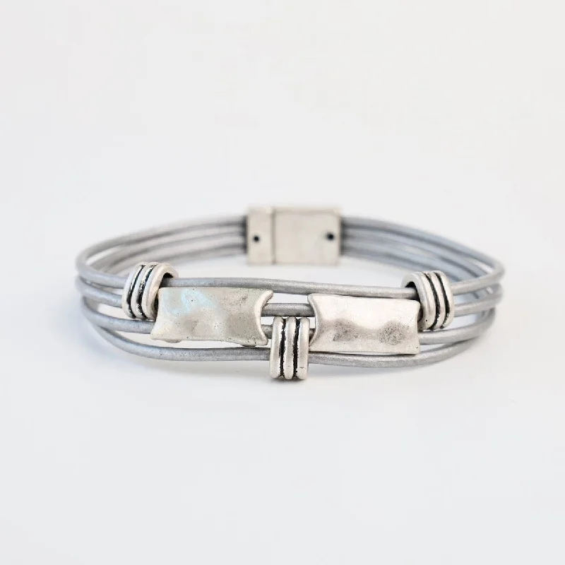 Ladies bracelets office elegance-Matte Silver Grey Rectangle Bracelet