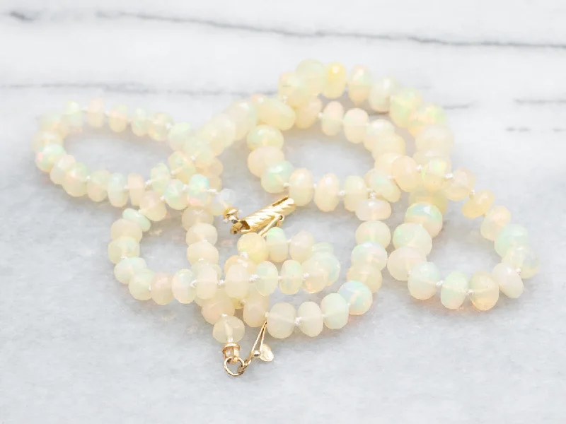 Ladies rings wedding accessories-Faceted Ethiopian Opal Strand Necklace