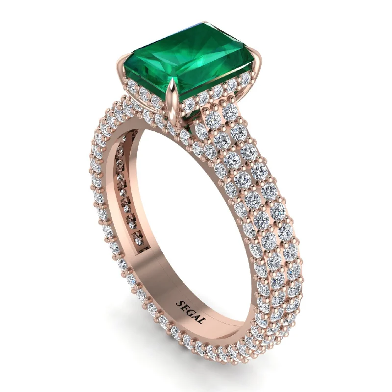 Ladies engagement rings personalized-Radiant Cut Emerald Pave Engagement Ring - Kenzie No. 5