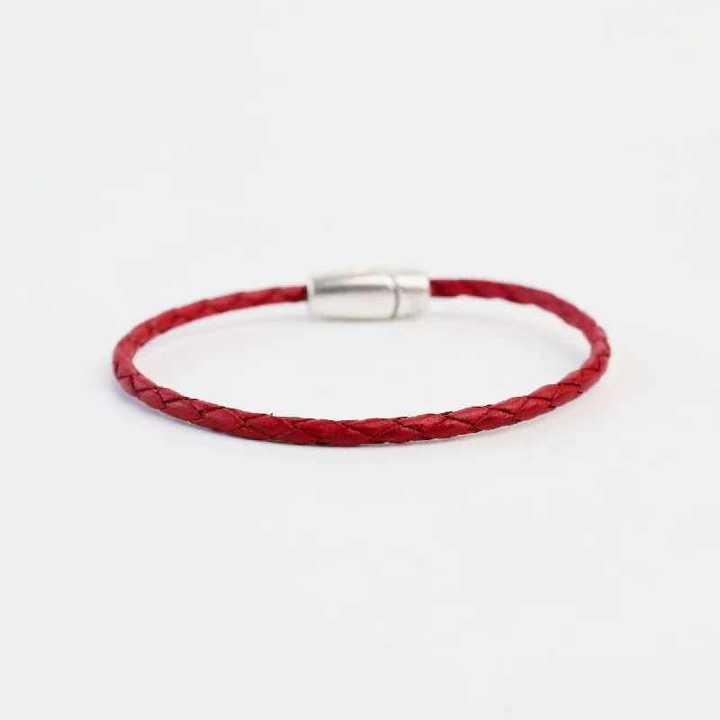 Ladies bracelets buying guide-Zoe Braided Red Leather Bracelet