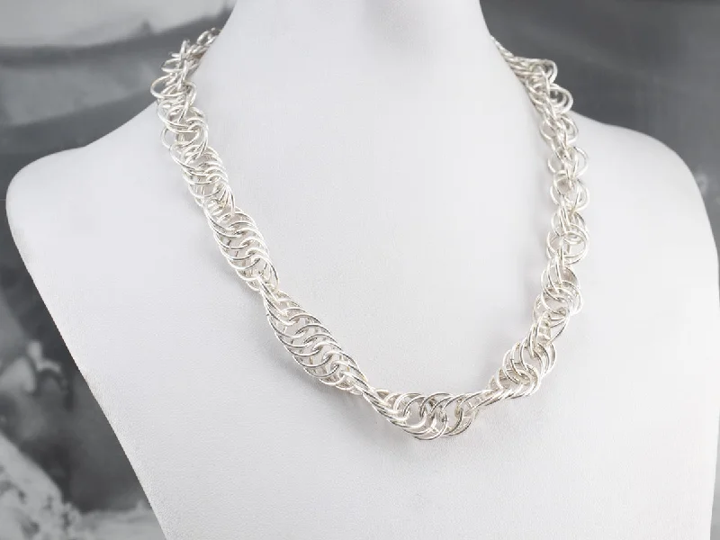 Ladies rings thumb styles-Sterling Silver Twist Link Chain Necklace