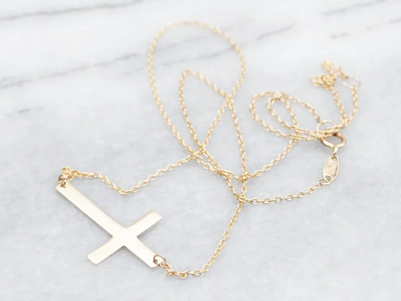 Ladies rings budget picks-Simple Yellow Gold Cross Pendant Necklace