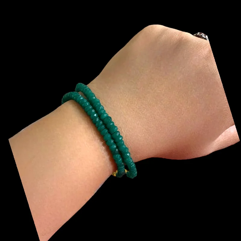 Ladies bracelets modern looks-Emerald  beads bracelet ( SHIPS IN 4 WEEKS  )