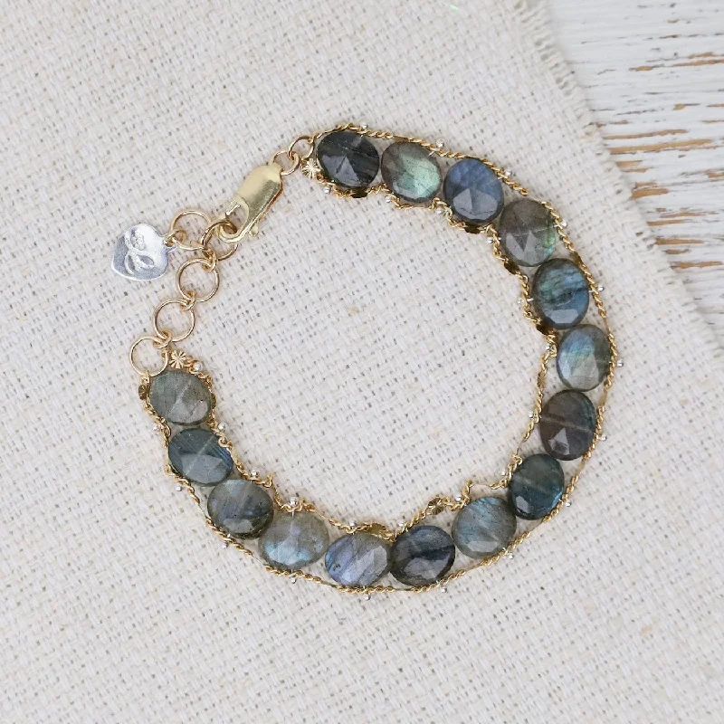 Ladies bracelets natural gems-Labradorite Helix Bracelet