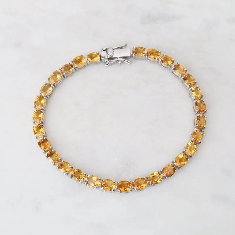 Ladies bracelets slim bands-Oval Citrine Tennis Bracelet