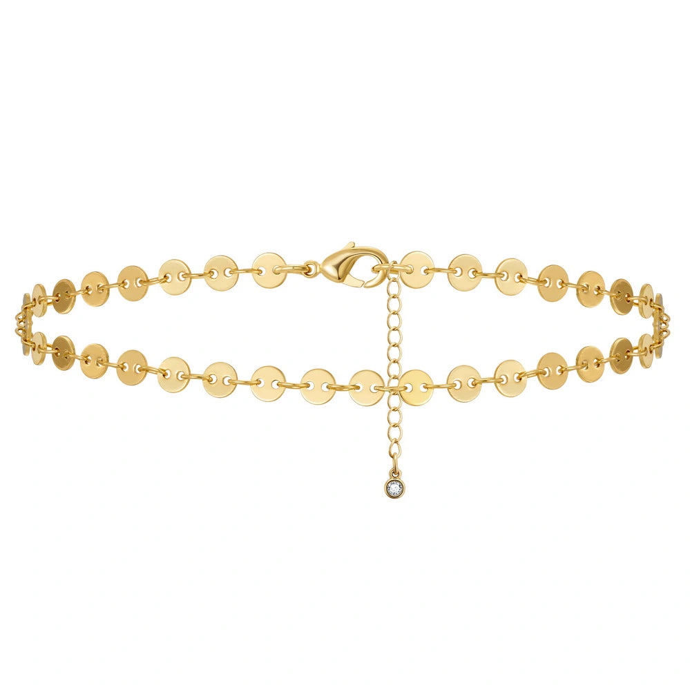 Ladies bracelets affordable picks-Dainty 14k Gold Adjustable Ankle Bracelets- Sequin