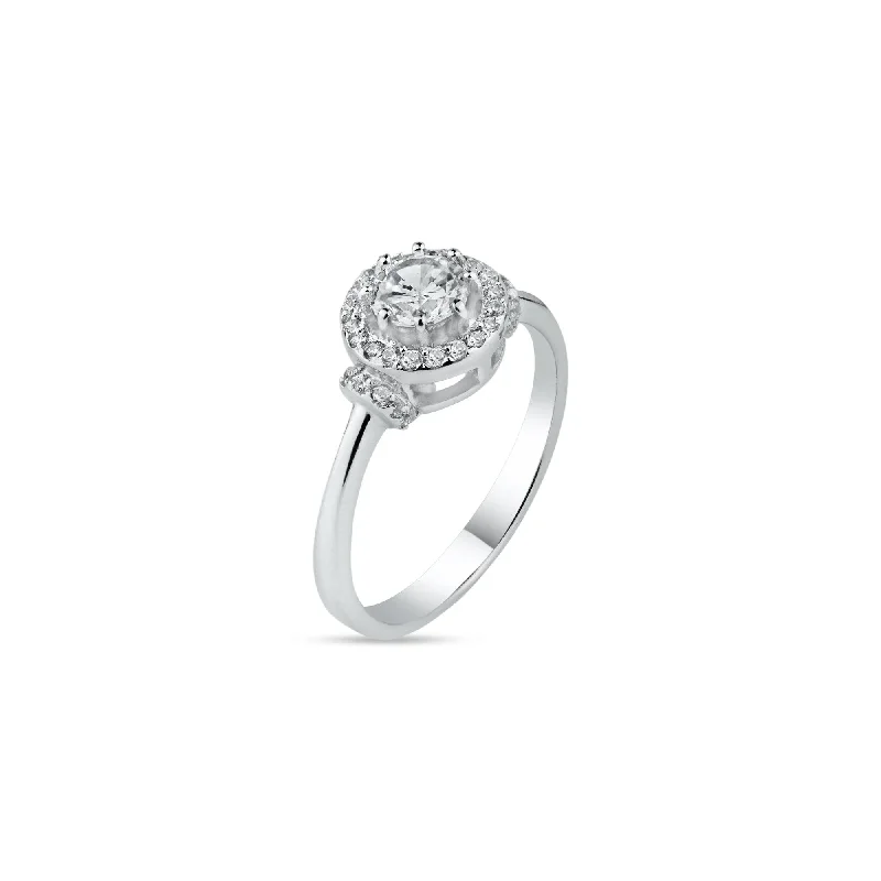 Ladies rings light luxury-Silver 925 Rhodium Plated Cluster Ring - BGR00897