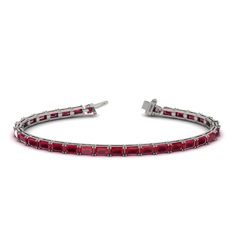 Ladies bracelets online shopping-Emerald Cut Ruby Tennis Bracelet - Rachel No. 12