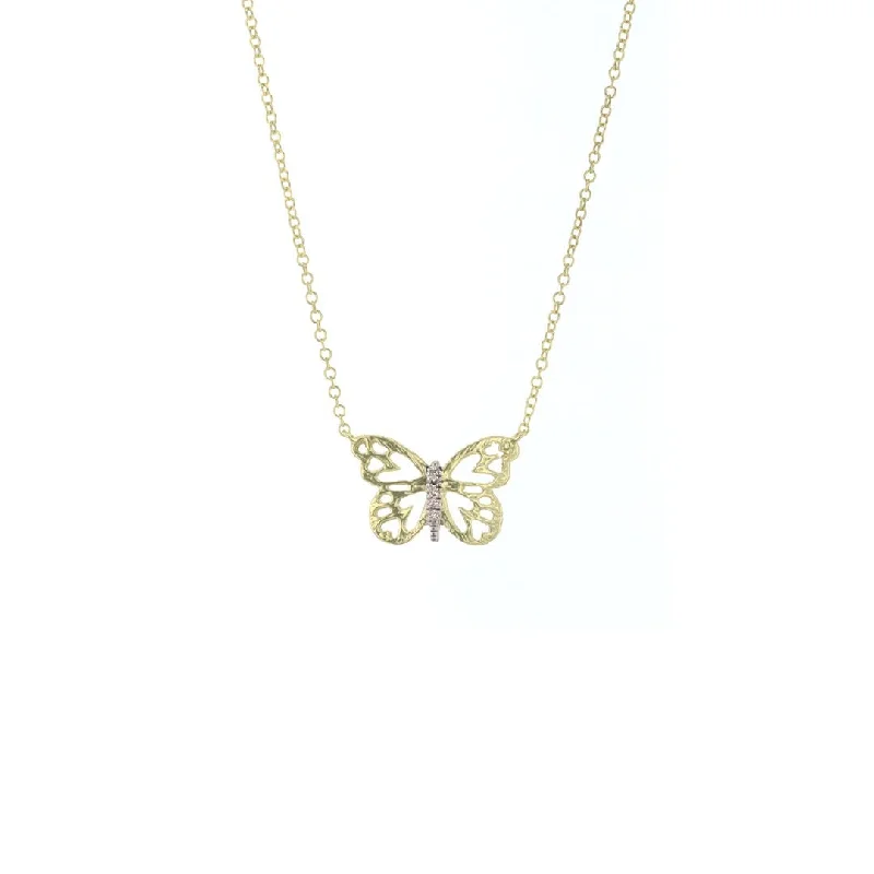 Ladies rings worldwide appeal-Diamond Butterfly Necklace | 0.02 ctw