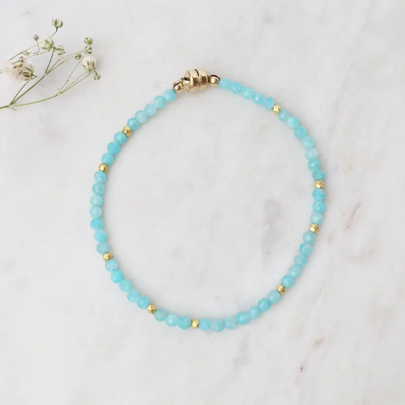 Ladies bracelets jade details-Single Strand Amazonite Magnetic Bracelet