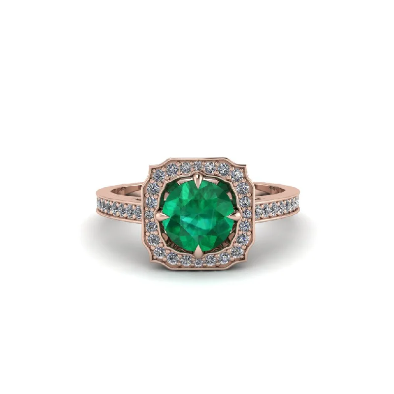 Ladies engagement rings latest designs-Emerald Cathedral Halo Engagement Ring - Luciana No. 5