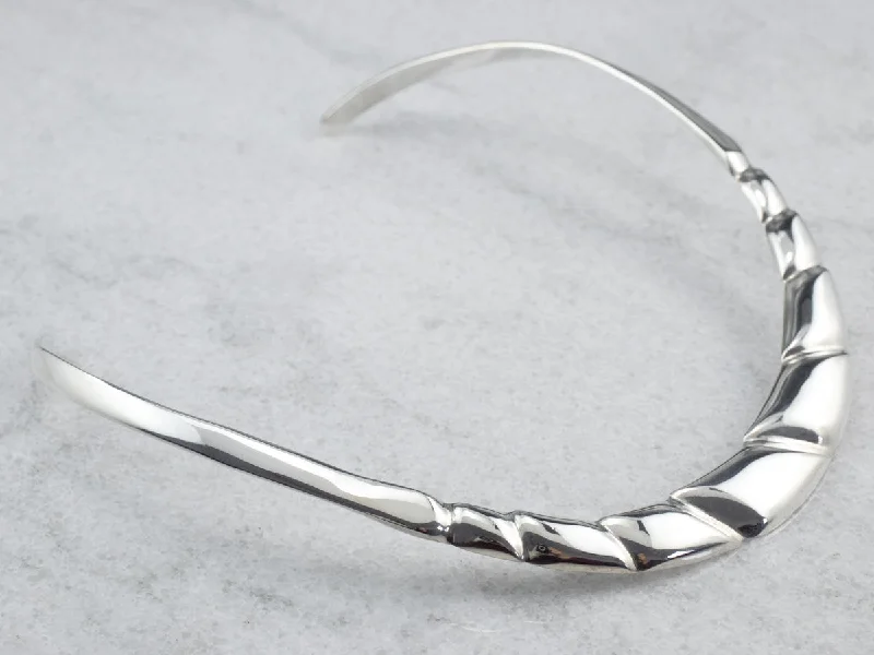 Ladies rings lightweight options-Mexican Sterling Silver Collar Necklace