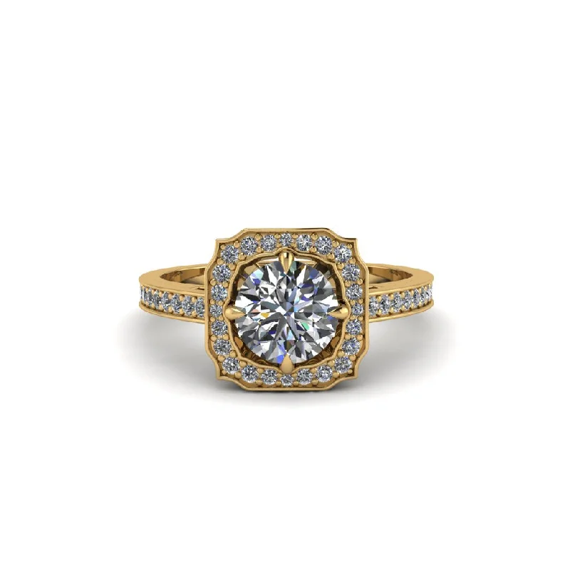 Ladies engagement rings hypoallergenic-Diamond Cathedral Halo Engagement Ring - Luciana No. 1