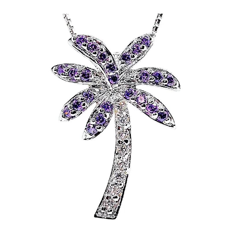 Ladies rings gothic appeal-Florida Purple Amethyst Color Palm Tree Necklace