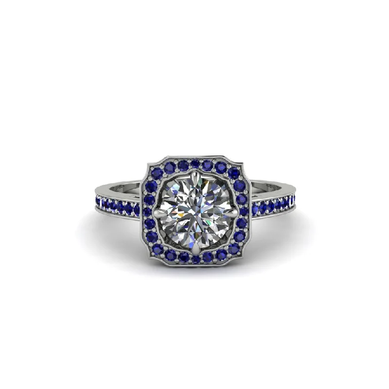 Ladies engagement rings small diamonds-Diamond Cathedral Halo Engagement Ring - Luciana No. 63