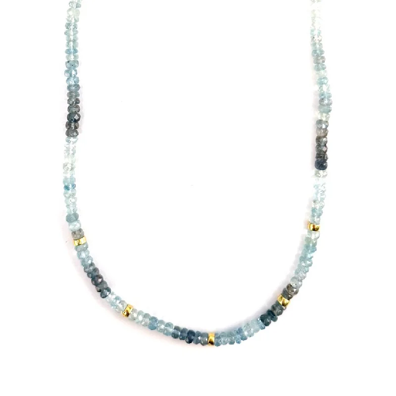 Ladies rings gift ideas-Moss Aquamarine Bead Necklace