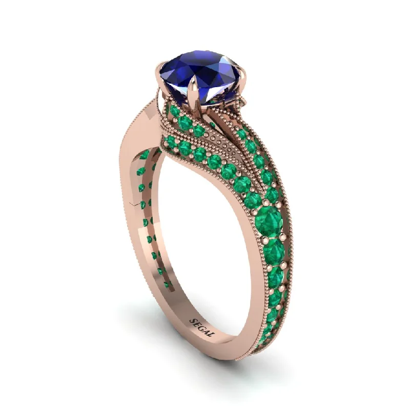 Ladies engagement rings titanium options-Emerald 14K Gold Pave Engagement Ring - Magnolia No. 29