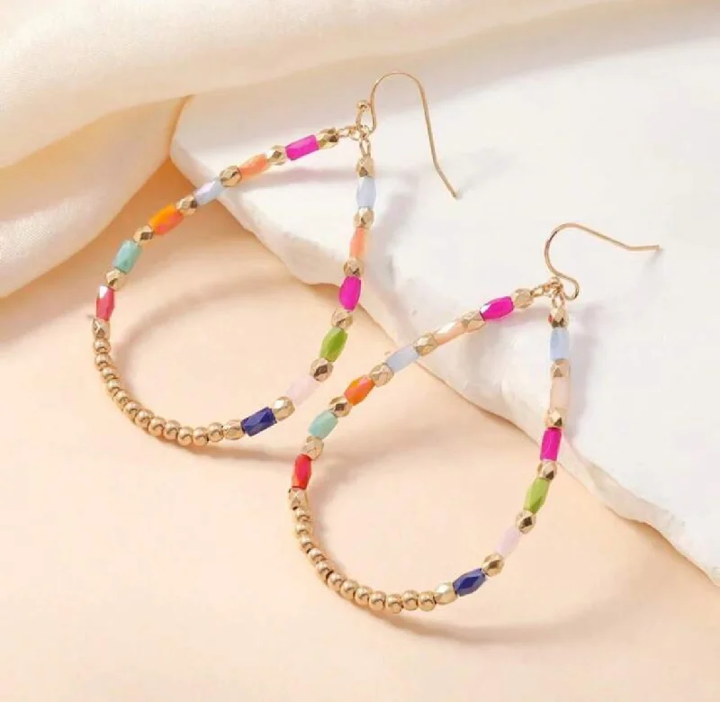 Ladies earrings jade details-Beautiful Multicolor Teardrop Earrings