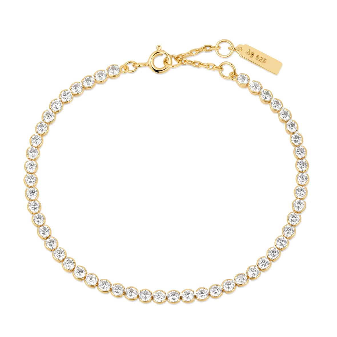 Ladies bracelets floral designs-Gold Row Bezel Set Bracelet