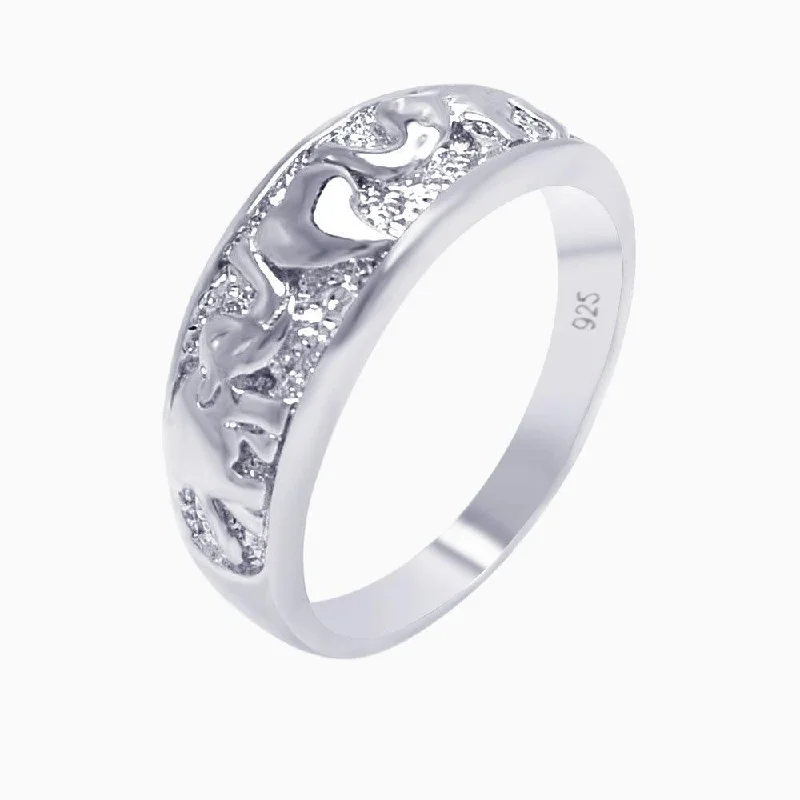 Ladies rings Asian-inspired-Silver 925 Rhodium Plated Elephant Heart Ring - AAR0023