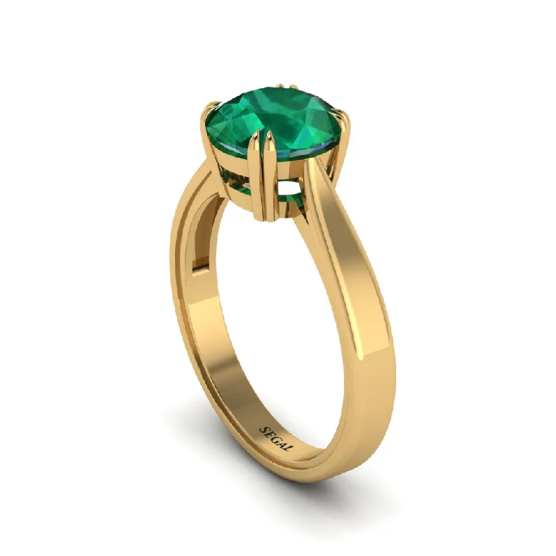 Ladies engagement rings three-stone-Emerald 14K Gold Solitaire Engagement Ring - Allie No. 4