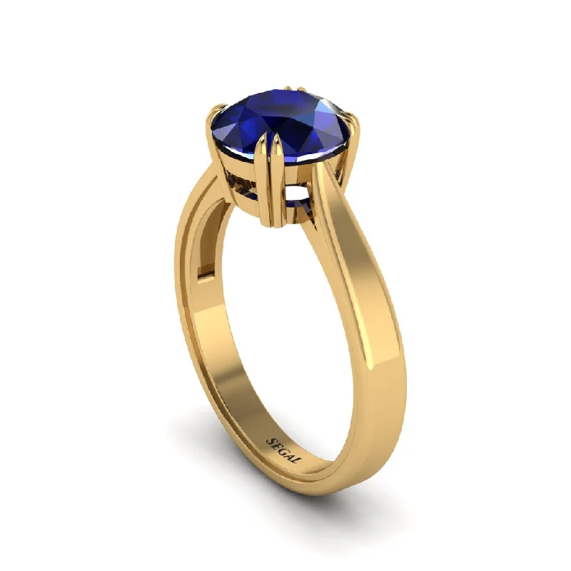 Ladies engagement rings minimalist appeal-Sapphire 14K Gold Solitaire Engagement Ring - Allie No. 13