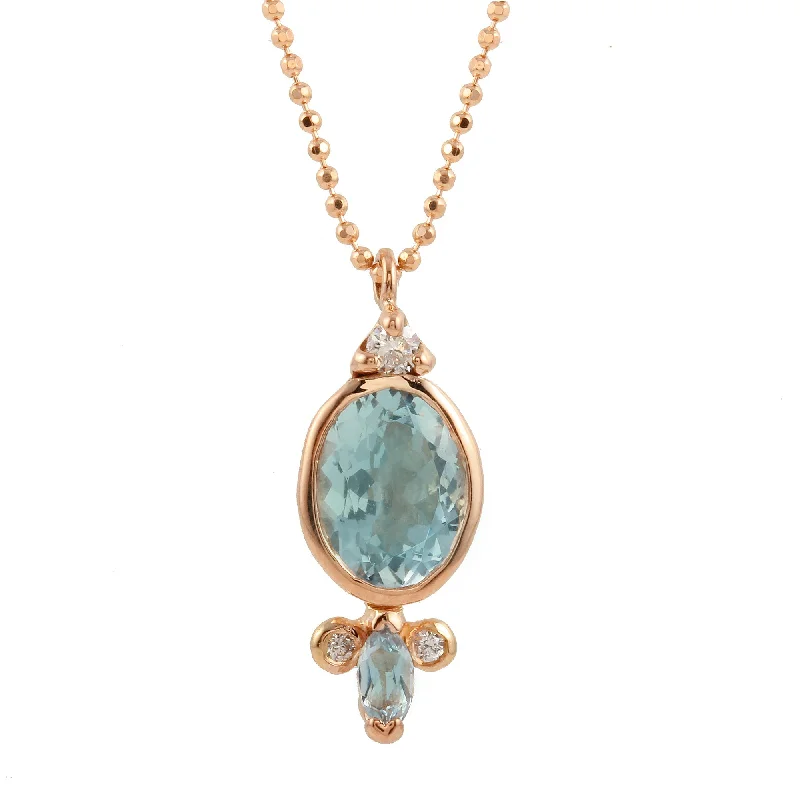 Ladies rings limited editions-Oval Aquamarine with Marquise Aqua Dia Necklace