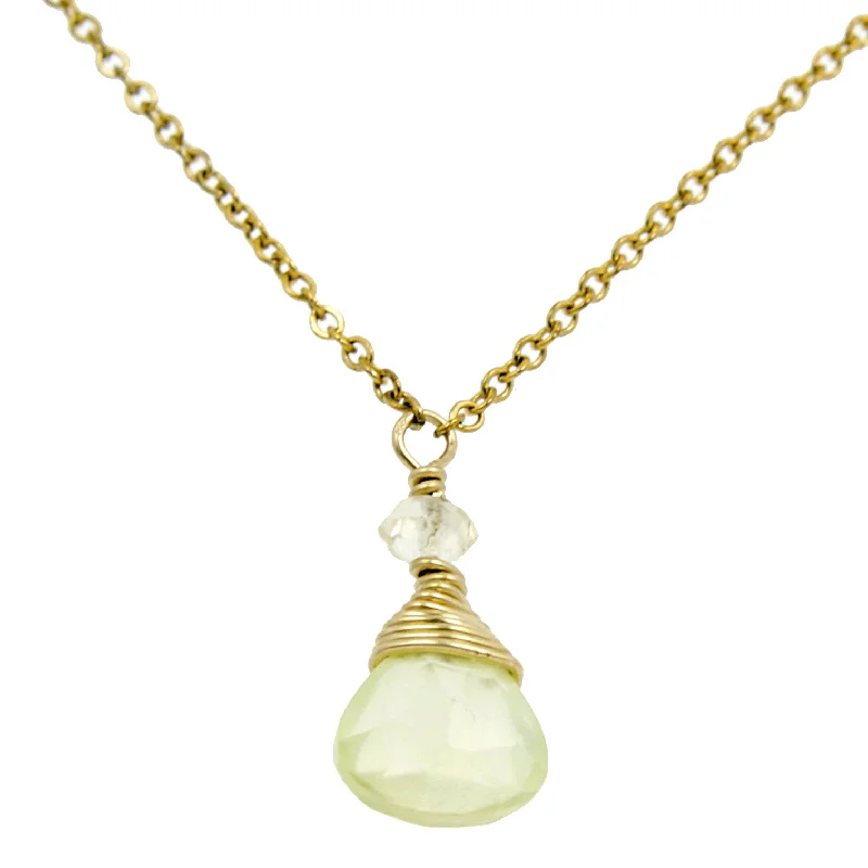 Ladies rings pinky designs-Yellow Prenite One Drop Necklace