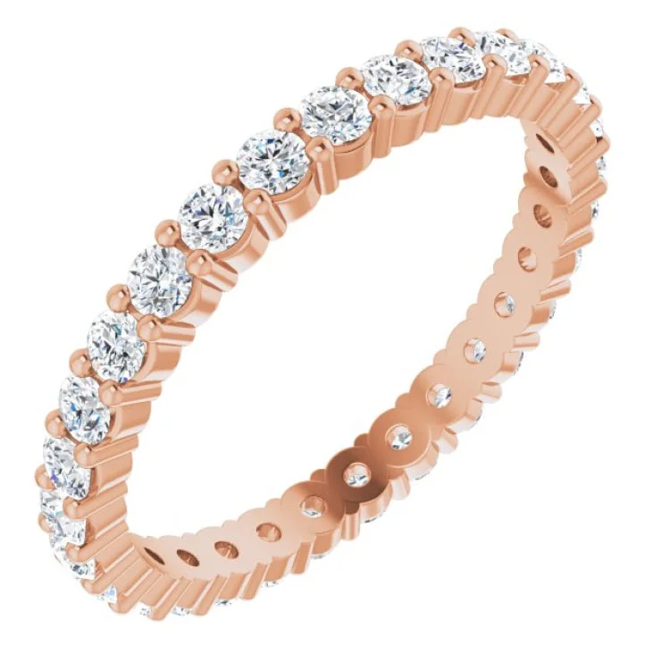 Ladies rings holiday gifts-14K Rose 1 CTW Lab-Grown Diamond Eternity Band Size 7.5