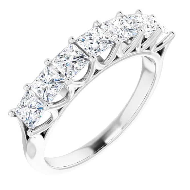 Ladies rings synthetic jewels-Platinum 1 3/8 CTW Natural Diamond Anniversary Band