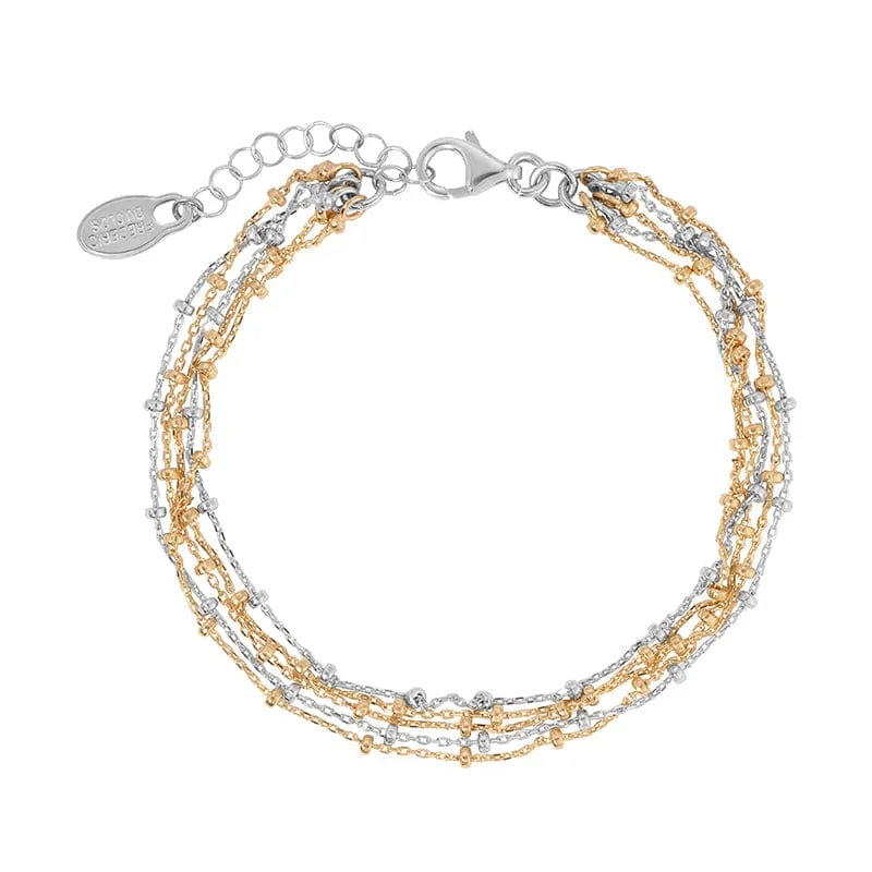 Ladies bracelets white gold-Sterling Silver & Yellow Gold Plated Duet Bracelet