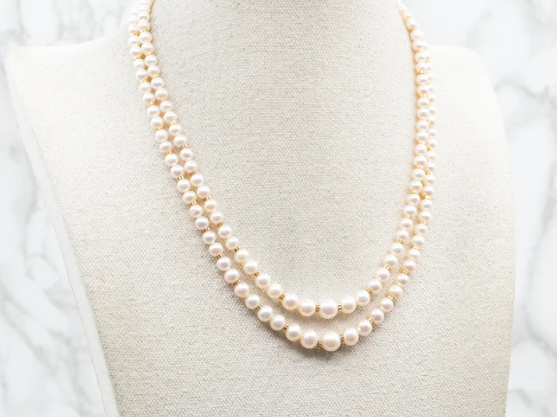 Ladies rings sister sets-Graduated Saltwater Pearl Double Strand Necklace