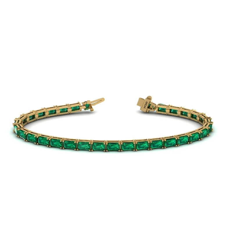 Ladies bracelets unique finds-Emerald Cut Emerald Tennis Bracelet - Rachel No. 4