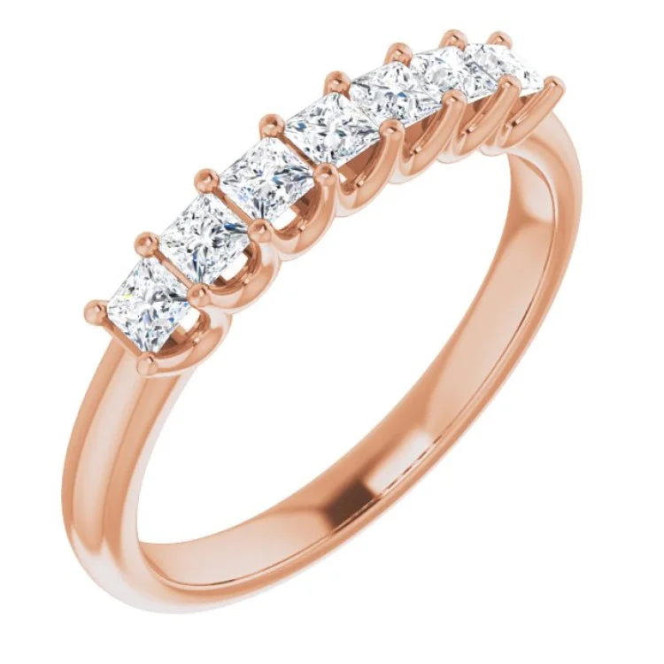 Ladies rings heart shapes-14K Rose 1/2 CTW Natural Diamond Anniversary Band