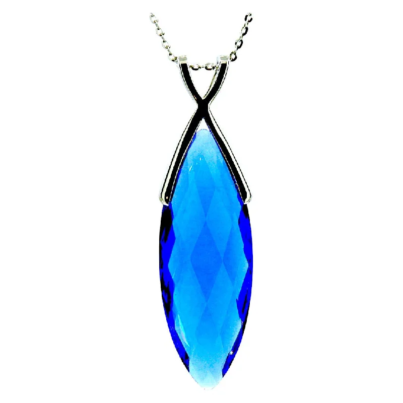 Ladies rings proposal gifts-Marquis Blue Quartz Necklace