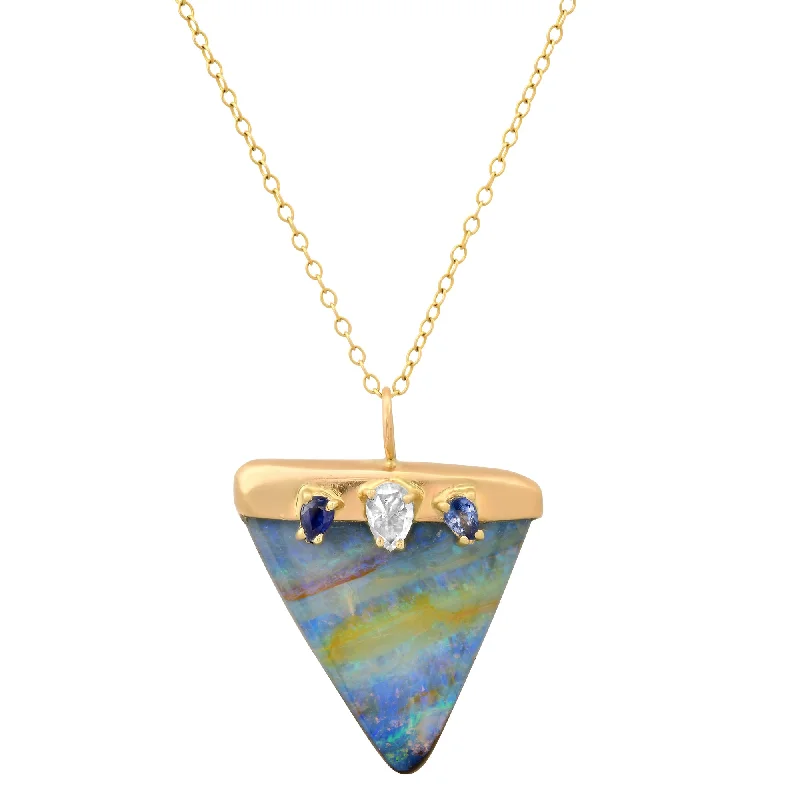 Ladies rings budget picks-Triangle Opal Necklace