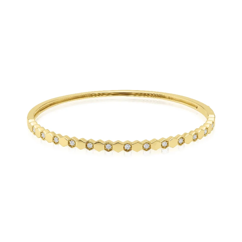 Ladies bracelets care tips-Yellow Gold Diamond Bangle Bracelet