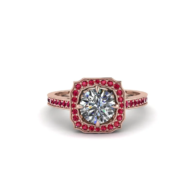 Ladies engagement rings vintage vibes-Diamond Cathedral Halo Engagement Ring - Luciana No. 47