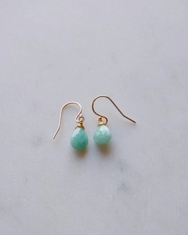 Ladies earrings viral trends-Amazonite drop earrings