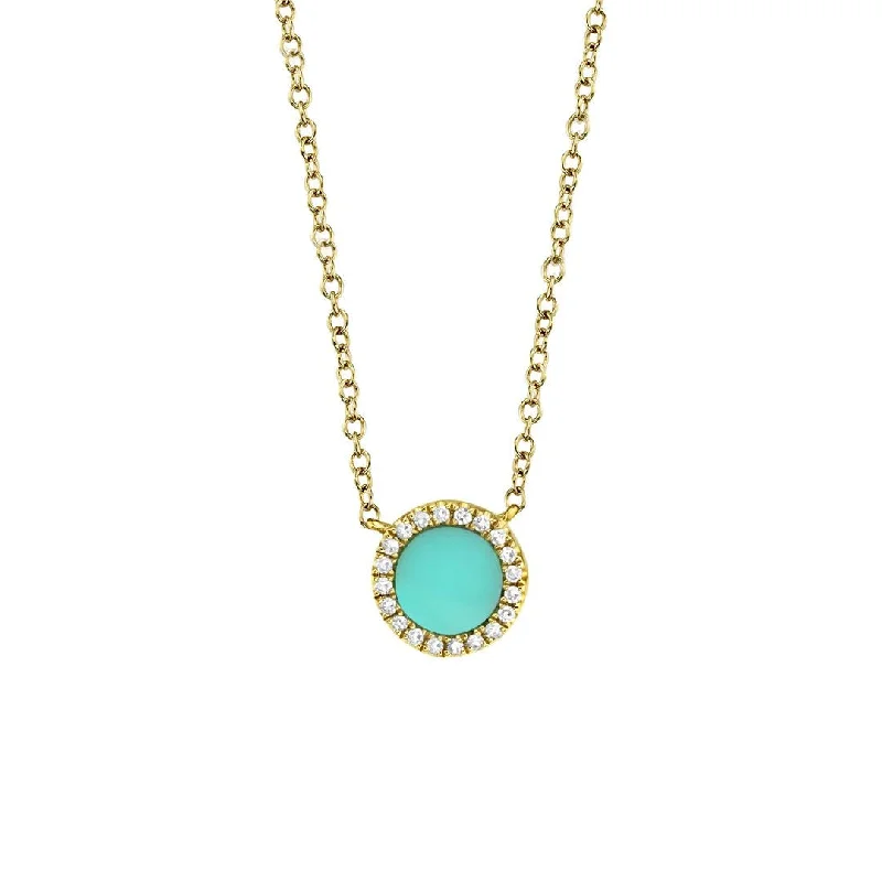 Ladies rings Valentine’s Day-Turquoise & Diamond Pendant Necklace