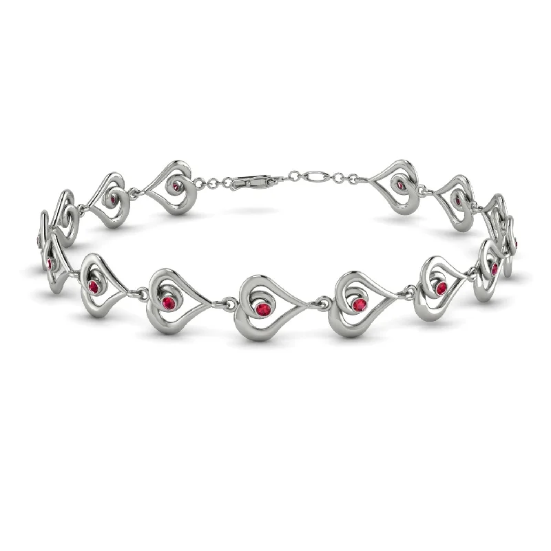 Ladies bracelets natural gems-Heart Ruby Bracelet - Martha No. 12