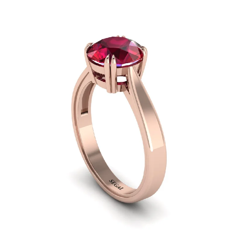 Ladies engagement rings platinum options-Ruby 14K Gold Solitaire Engagement Ring - Allie No. 11