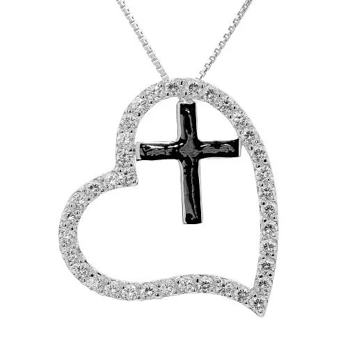 Ladies rings heart shapes-Spirit Heart Cross Necklace