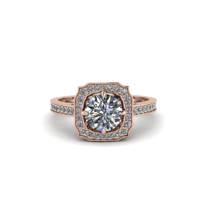 Ladies engagement rings viral designs-Diamond Cathedral Halo Engagement Ring - Luciana No. 2